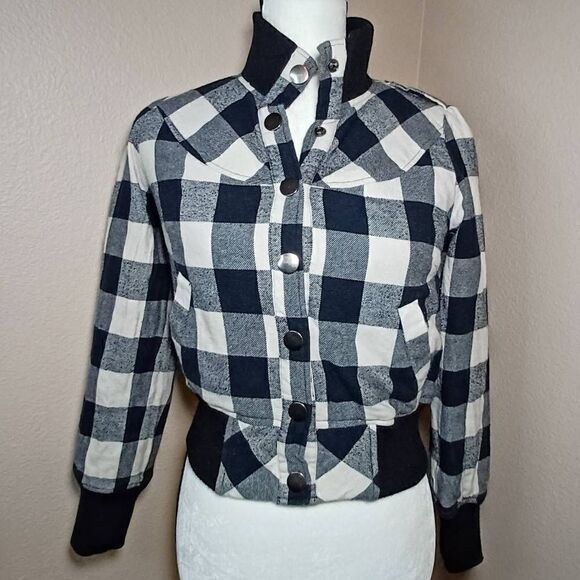Forever 21 puffed plaid jacket Size S - Picture 1 of 10